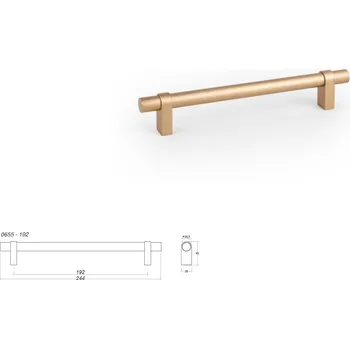 Nábytkové kování Nábytková úchytka VIEFE NOBB 0657 rozteč 192, délka 244 mosaz cava