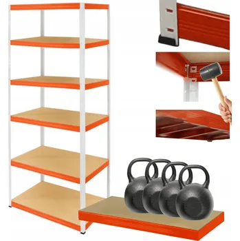 Dílenský regál Kovový regál skladový garážový HELIOS HWO 196x075x35 6x400kg