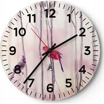 Hodiny Kuchyňské nástěnné hodiny 30x30 Pták Moderní skleněné hodiny do obýváku Tiché