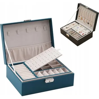 Šperkovnice Šperkovnice na bižuterii krabička na klíček, velký elegantní organizér Zelená