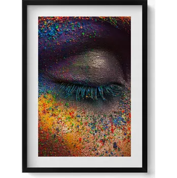 Obraz Dekorativní nástěnný obraz v rámu s grafikou Barevné oko ženy 50x70 cm