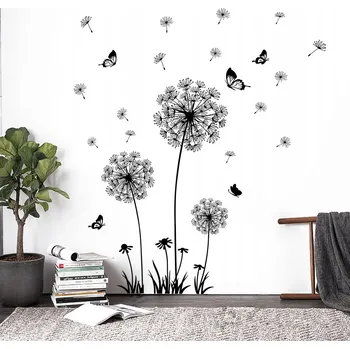 Obraz NÁLEPKY NA ZEĎ PAMPELIŠKY MOTÝLI DEKORATIVNÍ