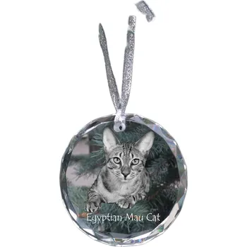 Obraz Egyptská kočka Mau - křišťálová vánoční koule s fotografií, fotografie kočky v křišťálu,