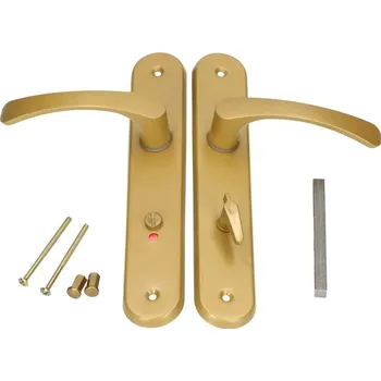 Dveřní kování Klika dveří biscuit 90 gold wc - zlato \ zámek WC \ 90 mm