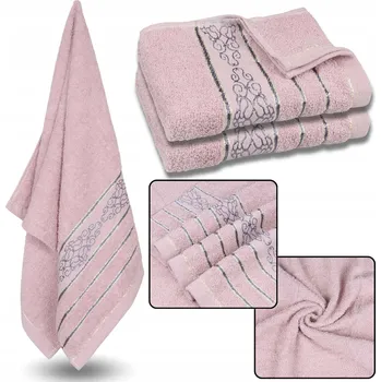 Ručník Liliový bavlněný ručník s ozdobnou výšivkou, šedá výšivka 48x100 cm x2