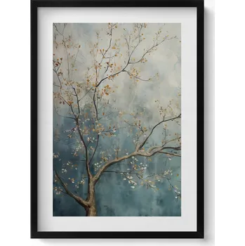 Obraz Dekorativní obraz v černém rámu na zeď Malované větve stromu 50x70 cm