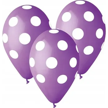 Balónek Latexové balónky Ge.Ma.R. s puntíky 12" 5 kusů fialovo-bílé