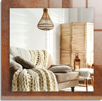 Zrcadlo Stylové nástěnné Zrcadlo čtvercové 60x60 cm s efektem zrezivělého kovu