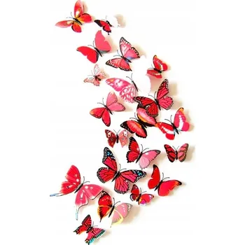 Samolepící dekorace Motýlci, motýli nálepky na zeď x12 MIX ČERVENÉ