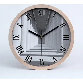 Hodiny Dřevěné nástěnné hodiny kulatý do chodby průměr 25 cm