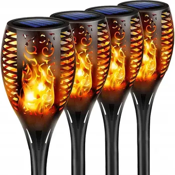 Venkovní osvětlení Solární lampa zapichovací HOŘÁK PLAMEN černá 50 cm 4 ks