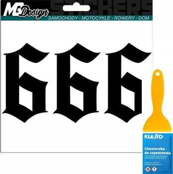 Samolepicí dekorace na vozidlo NÁLEPKA Grafika na auto okno ČÍSLO 666 Číslice Numbers 15x8