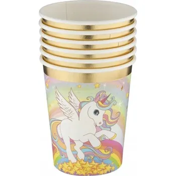 Papírové kelímky s jednorožcem 250 ml 6 ks