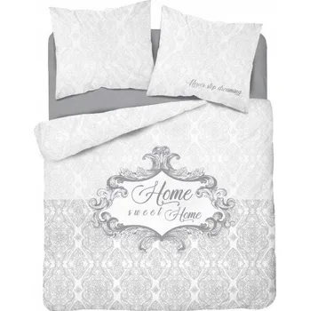 Povlečení ŠEDÉ POVLEČENÍ GLAMOUR HOME SWEET HOME NEVER STOP DREAMING 160x200