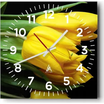 Hodiny Nástěnné hodiny do obýváku 40x40 Květiny Tichý chod Skleněné hodiny