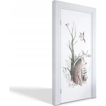 Fototapeta Samolepka samolepící dýha na dveře skříně Medvěd a ptáci 85 x 205 cm