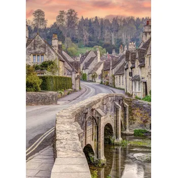 Obraz Plakát Domy a kamenný most bez rámu 42 x 59,4 cm