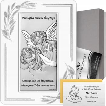 Obraz Obrázek Beltrami stříbrný na křtiny s gravírováním 18x13 cm