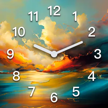 Hodiny Skleněné nástěnné hodiny velké, barevné - Západ slunce 60x60 cm