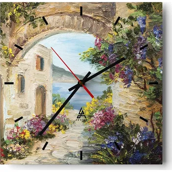 Hodiny Velké nástěnné hodiny 40x40 Architektura Skleněné hodiny Tiché