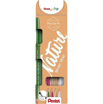 PENTEL Brush Sign Pen SES15N-4 - sada 4 barev