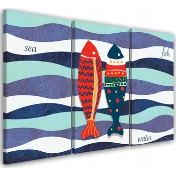 Obraz OBRAZ TRYPTYCH Barevné Ryby 60x40