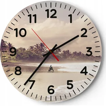 Hodiny Nástěnné hodiny do obýváku 40x40 Krajina Kulatý Skleněné hodiny Loft Tiché