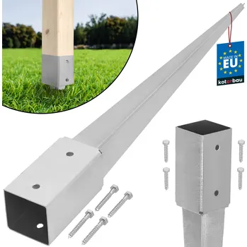 Příslušenství pro plot Podstavec pod sloup kotevní do země ocelový 70x70x750 mm - 70x70x750 mm \ stříbro