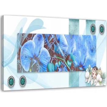 Obraz OBRAZ MODRÁ KOMPOZICE S ORCHIDEJEMI 60x40