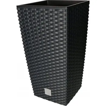 Květináč Ratanový zahradní květináč s vložkou antracit velký 17x17 cm - 17x17 cm