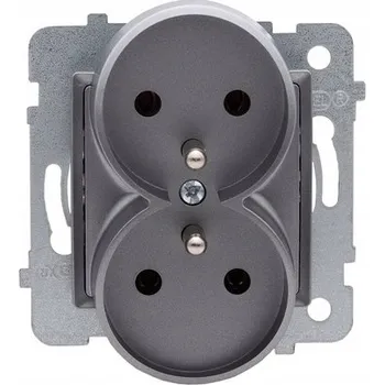 Elektrická zásuvka Polmark ROSA Dvojitá zásuvka s uzemněním, barva inox (nerez)