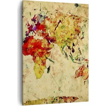 Obraz Obraz na plátně do obýváku, ložnice 50x70 mapa světa obrazy na zeď