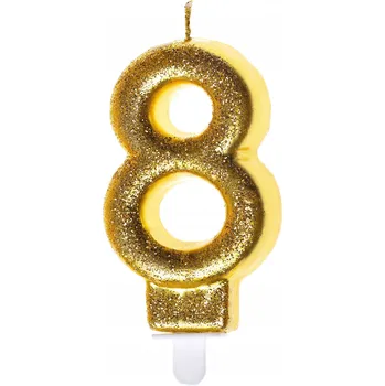 Dortová svíčka Narozeninová svíčka zlatá s třpytkami číslice 8