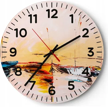 Hodiny Kuchyňské nástěnné hodiny 30x30 Lodě Moderní skleněné hodiny do obýváku Tiché