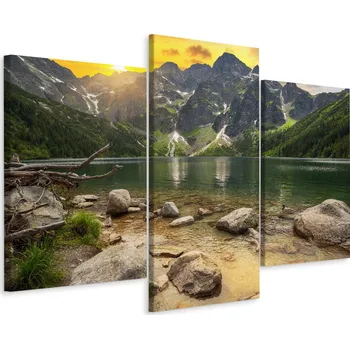 Obraz Obraz Triptych HORY Západ Slunce Výhled 3D 90x60