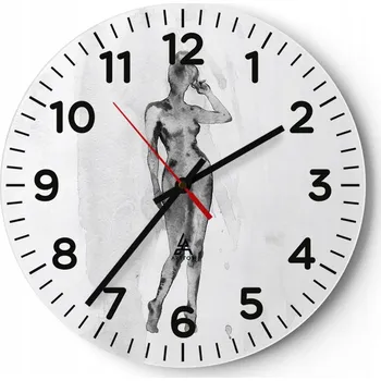 Hodiny Nástěnné hodiny do obýváku 40x40 Žena Kulatý Skleněné hodiny Loft Tiché