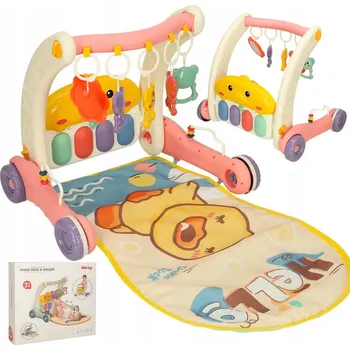 Odrážedlo Vzdělávací podložka chodítko odrážedlo s klavírem 2v1 Bibi-inn růžová