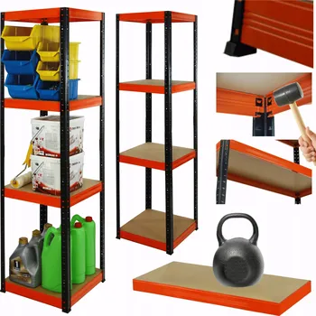 Dílenský regál Kovový regál do skladu, garáže, stojan HELIOS 180x60x60cm, 4 police, nosnost 175kg na polici PL