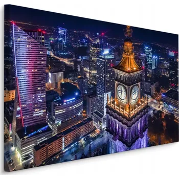 Obraz Obraz Varšava v noci - Panorama mrakodrapů 3D 30x20 cm