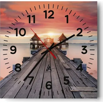 Hodiny Kuchyňské nástěnné hodiny 30x30 Krajina Skleněné hodiny do obýváku Moderní Tiché