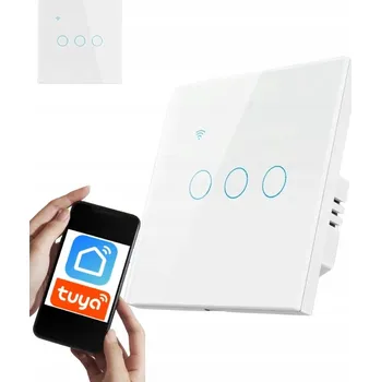 vypínač SKLENĚNÝ WIFI VYPÍNAČ SVĚTLA BÍLÝ TROJITÝ 3G TUYA SMART ⌀60