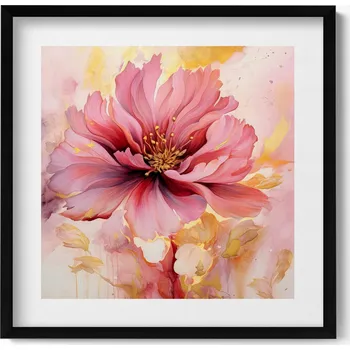 Obraz Dekorativní nástěnný obraz v rámu do obýváku Romantická malovaná květina 50x50 cm