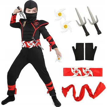 Karnevalový kostým ČERNÝ NINJA KOSTÝM PŘEVLEK HALLOWEEN MEČE 120-130CM