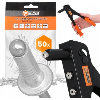 Nýt RUČNÍ Nýtovačka 2,4-4,8 mm + 50x Trhací Nýty 3,2x10 Hliníkové Pozink Ni 9T