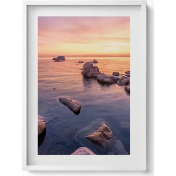 Obraz Obraz v bílém rámu Romantická mořská krajina při západu slunce 50x70 cm