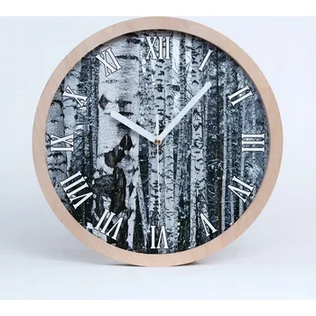 Hodiny Tichá nástěnná dřevěná hodiny bříza strom průměr 25 cm