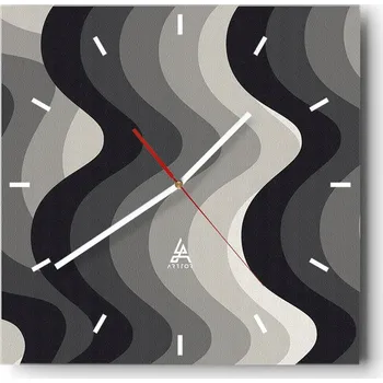 Hodiny Velké nástěnné hodiny 40x40 Linie Skleněné hodiny Čtvercové Tiché