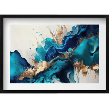 Obraz Nástěnný obraz v černém rámu, dekorace interiéru - Tekutá abstrakce 70x50 cm