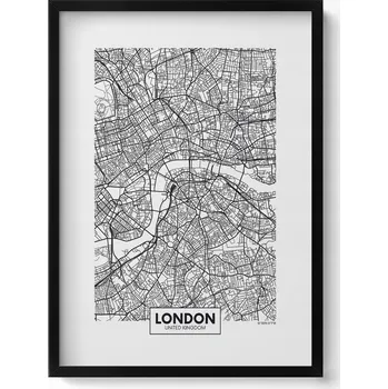 Obraz Dekorativní obraz v černém rámu do obýváku Mapa města Londýn Anglie 50x70 cm