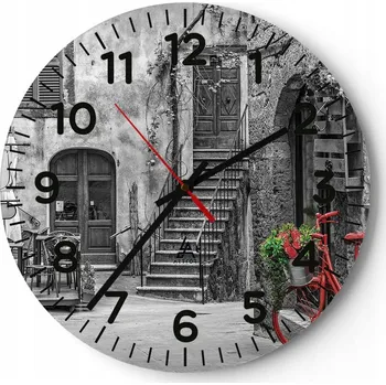 Hodiny Nástěnné hodiny do obýváku 40x40 Toskánsko Kulatý Skleněné hodiny Loft Tiché